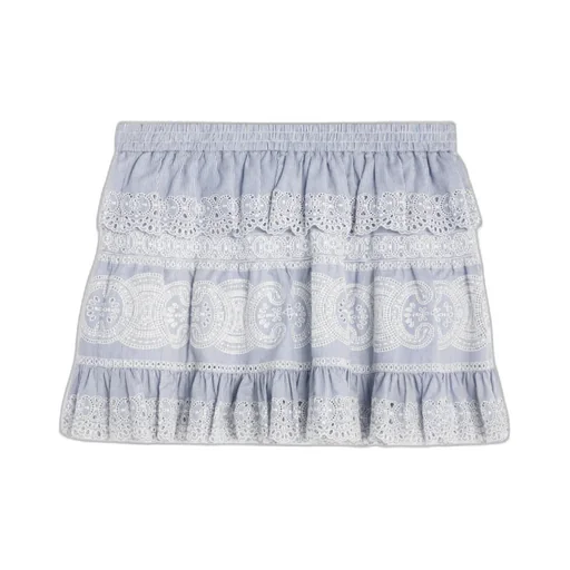 Embroidered Mini Skirt In Striped Cotton And Cashmere