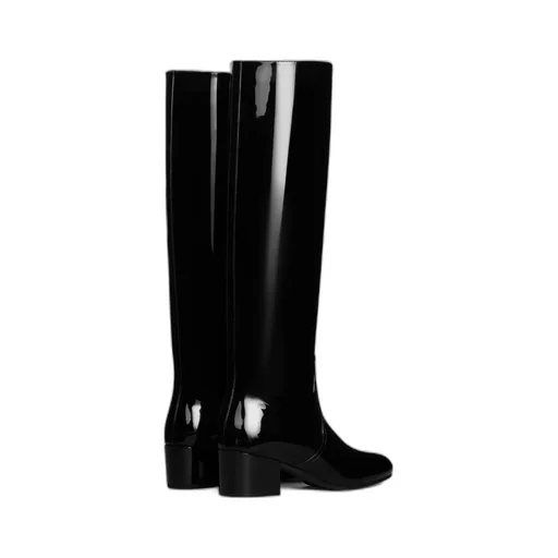 Les Bottes Celine Triomphe High Boot In Patent Calfskin