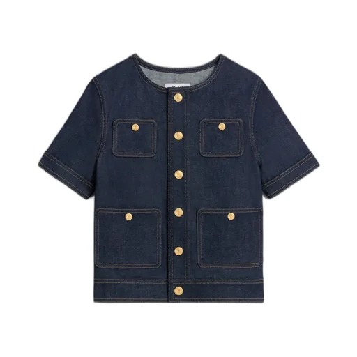 Cropped Jacket In Raw Wash Denim