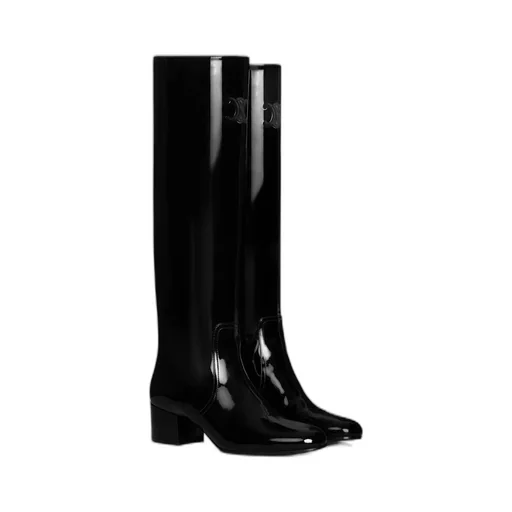 Les Bottes Celine Triomphe High Boot In Patent Calfskin