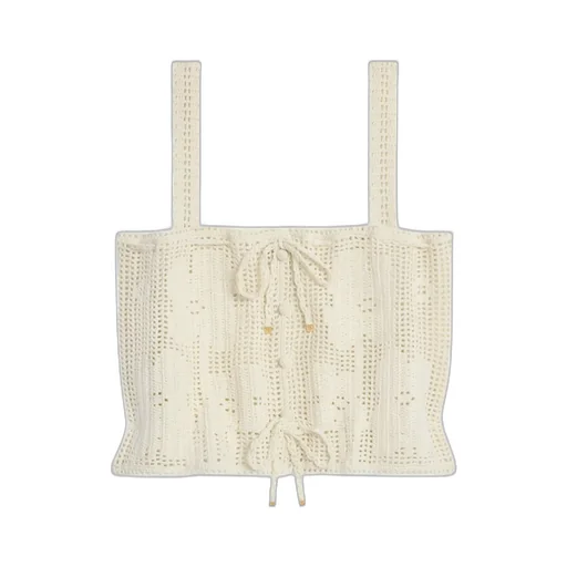 Crop Top In Floral Crocheted Cotton