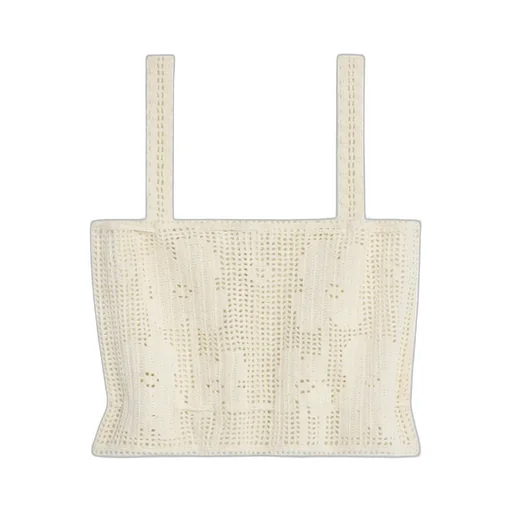 Crop Top In Floral Crocheted Cotton