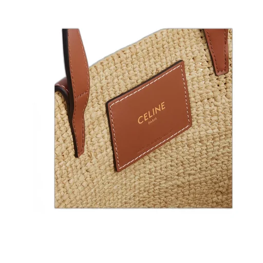 Teen Supple Celine Classic Panier In Raffia And Calfskin
