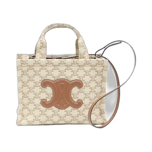 Small Cabas Thais In Textile With Triomphe Canvas Print And Calfskin