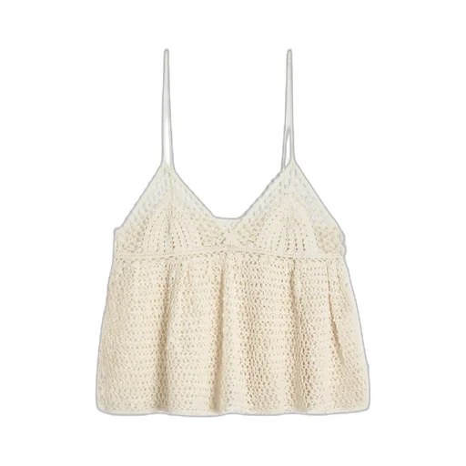Top With Thin Straps In Crocheted Cotton
