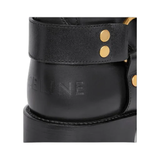 Biker Mid Boot With Harness In Calfskin - Vegetal Tanning