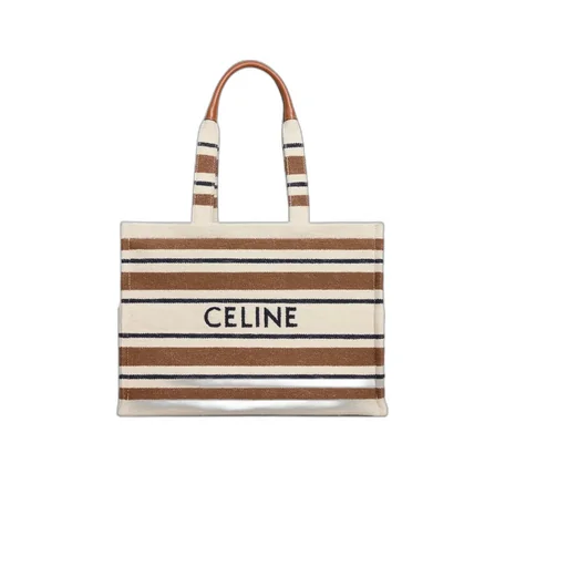 Large Cabas Thais In Striped Textile With Celine Jacquard