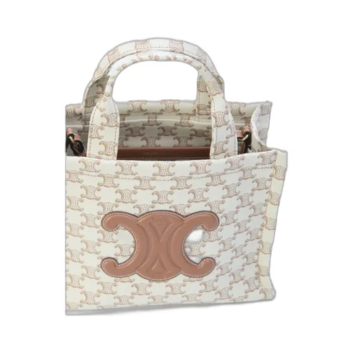 Small Cabas Thais In Textile With Triomphe Canvas Print And Calfskin