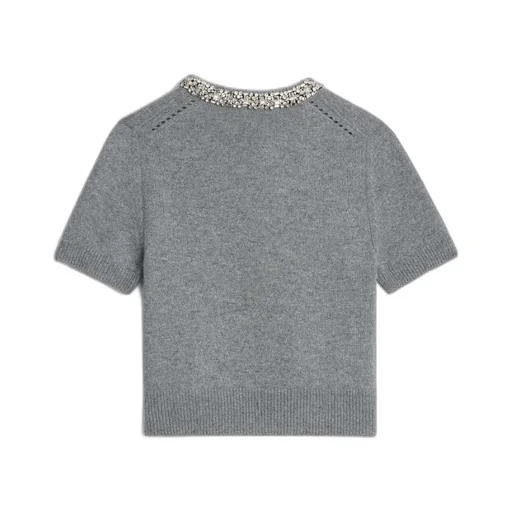 Embroidered Cropped Cardigan In Cashmere