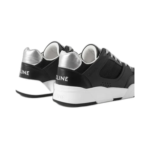 Trainer Ct-07 Low Lace-Up Sneaker In Mesh, Calfskin And Laminated Calfskin