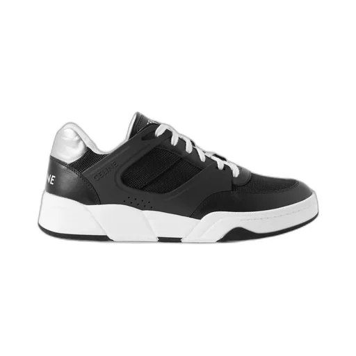 Trainer Ct-07 Low Lace-Up Sneaker In Mesh, Calfskin And Laminated Calfskin