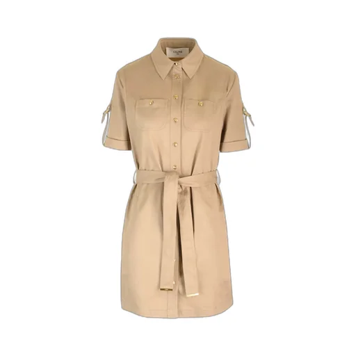 Trapeze Mini Dress In Cotton Twill