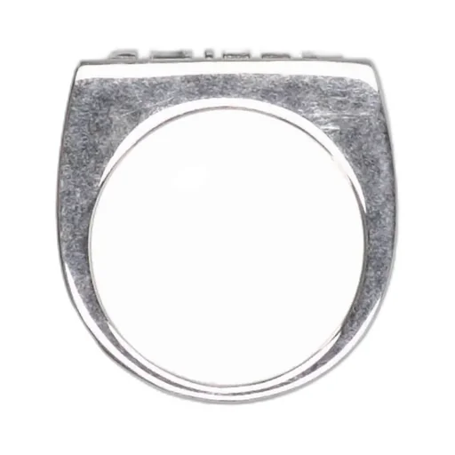 Monochroms Stamp Ring In Brass With Rhodium Finish