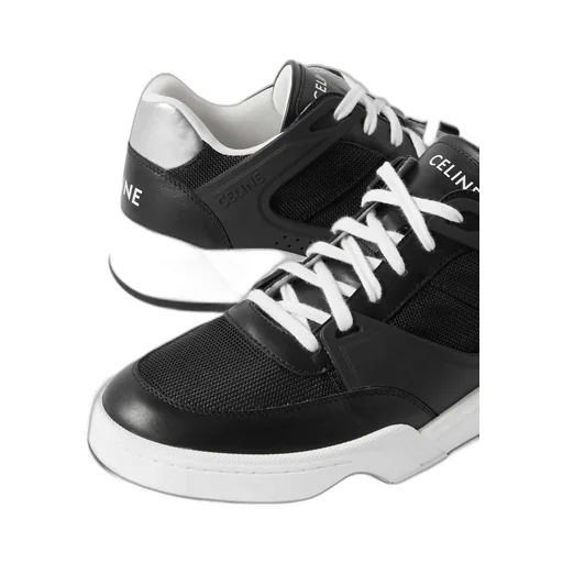 Trainer Ct-07 Low Lace-Up Sneaker In Mesh, Calfskin And Laminated Calfskin