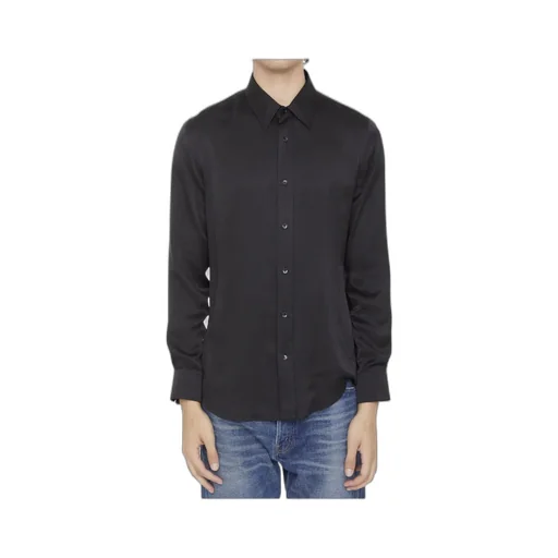 Loose Shirt In Shiny Matte Printed Silk