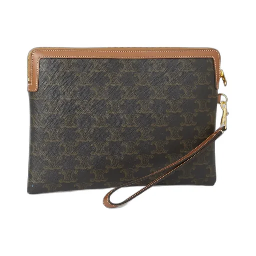Small Pouch With Strap In Triomphe Canvas With Celine Print