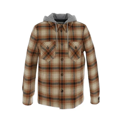 Hooded Overshirt In Checked Wool