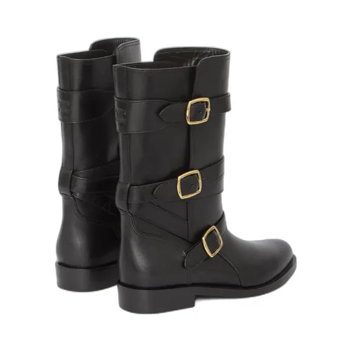 Lyra Triple Buckles Boot In Calfskin