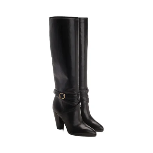 High Slouchy Buckle Boot In Calfskin
