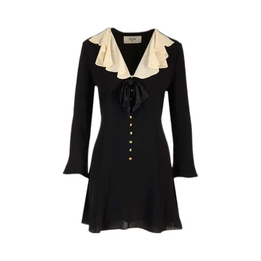Jabot Mini Dress In Silk Sablé