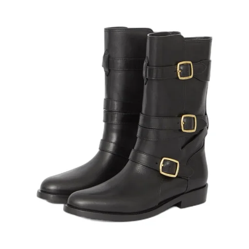 Lyra Triple Buckles Boot In Calfskin