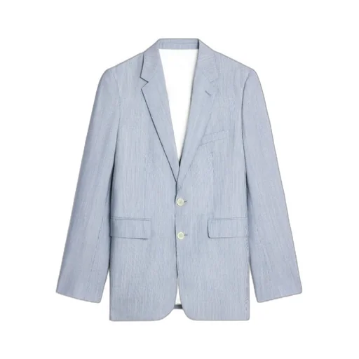 Classic Jacket In Striped Wool And Silk