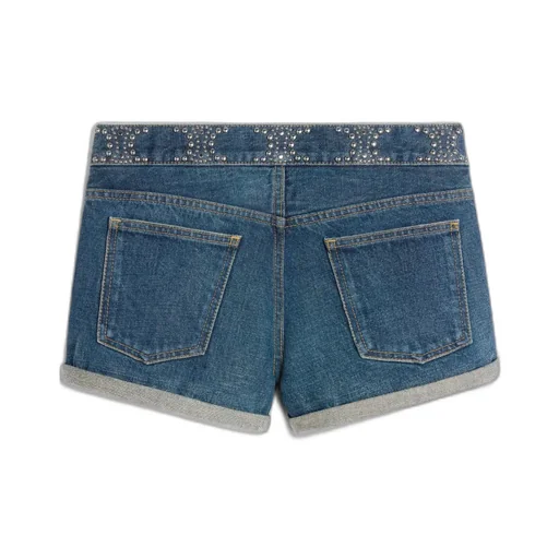 Mini Shorts In Clean Dark Union Wash Denim
