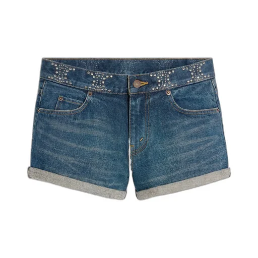 Mini Shorts In Clean Dark Union Wash Denim