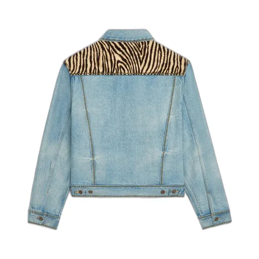 Trucker Jacket In Zebra-Print Everclear Wash Denim