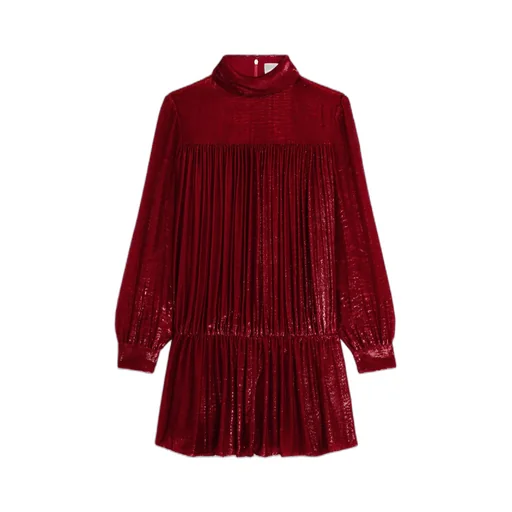 Gathered Mini Dress In Flowing Velvet Lamé