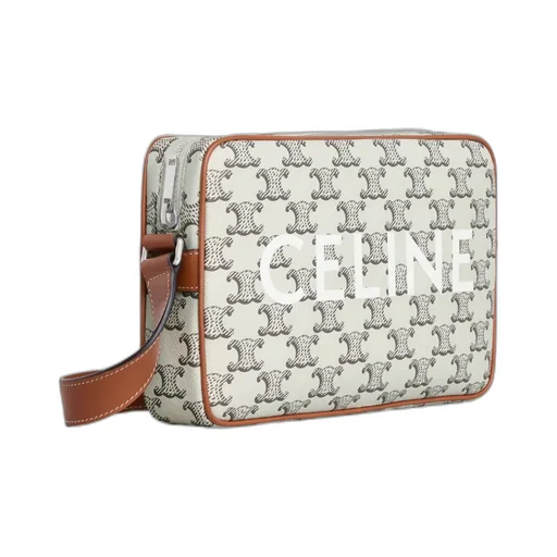 Medium Messenger Bag In Triomphe Canvas With Celine Print