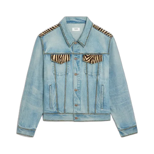 Trucker Jacket In Zebra-Print Everclear Wash Denim