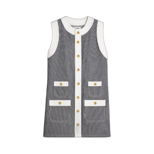 Trapeze Mini Dress With Hickory Stripes
