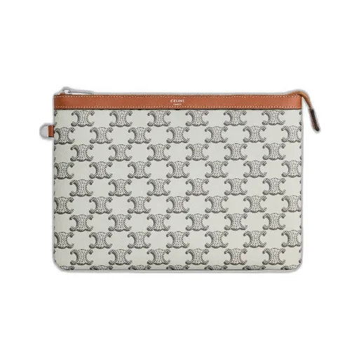 Pouch With Strap In Triomphe Canvas And Calfskin