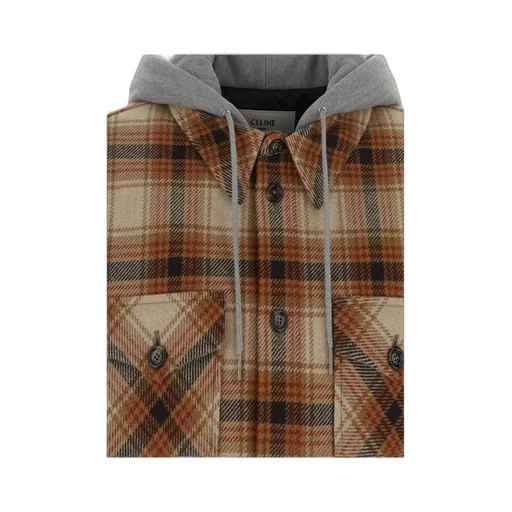 Hooded Overshirt In Checked Wool