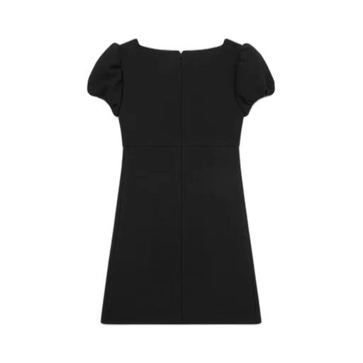 Mini Dress With Jeweled Buttons In Wool Piqué