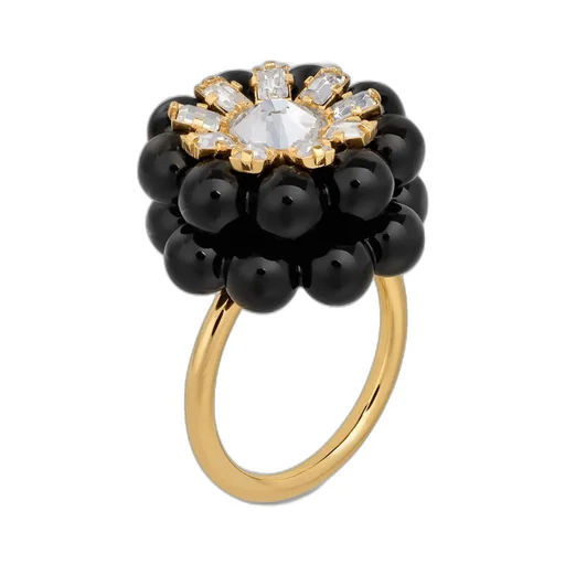Heirlooms MÛRe Ring In Strass, Varnish And Brass With Gold Finish