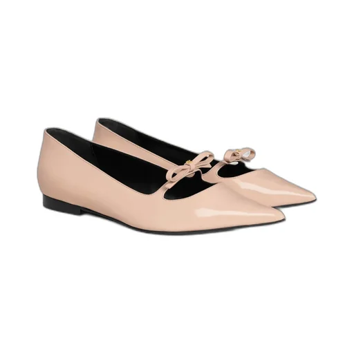 Suzy Pointy Toe Ballerina In Patent Calfskin