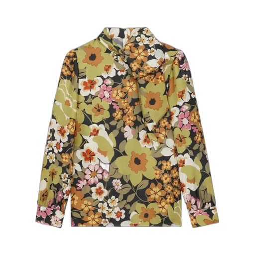 Lavalliere Blouse With Bow In Silk Organza