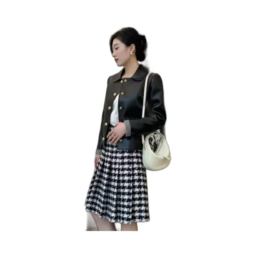 Pleated Skirt In Houndstooth Wool Natté