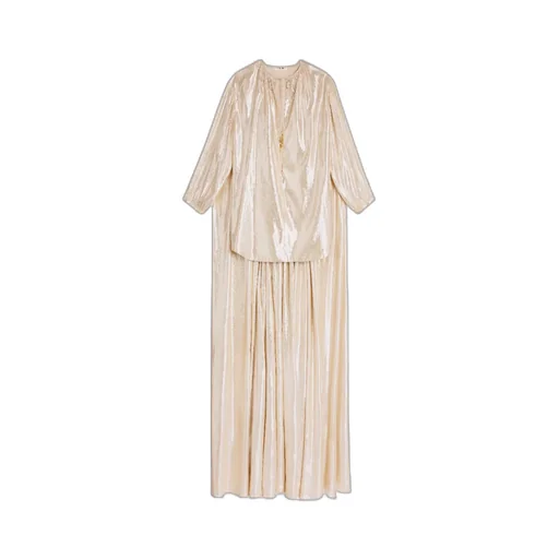 Cape Mini Dress In Lamé Silk Sablé