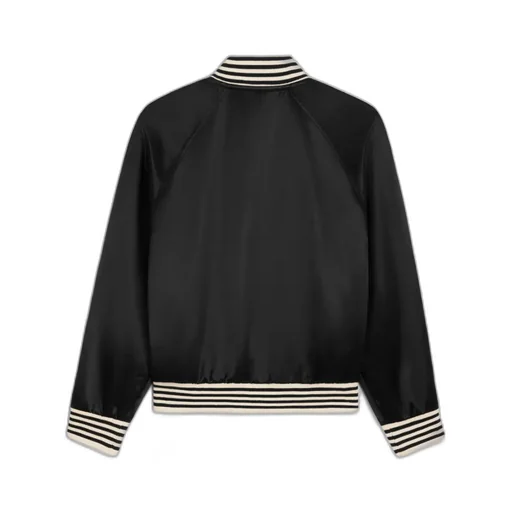 Embroidered Teddy Jacket In Satin-Finish Nylon