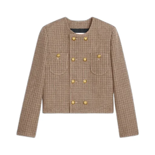 Chelsea Jacket In Double Houndstooth Wool