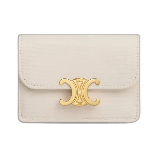 Card Holder With Flap Triomphe In Lizard