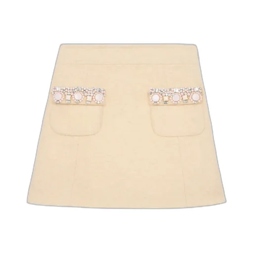 Embroidered Mini Skirt In Bouclette Natté