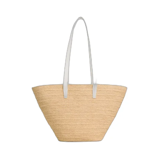 Medium Supple Celine Classic Panier In Raffia And Calfskin
