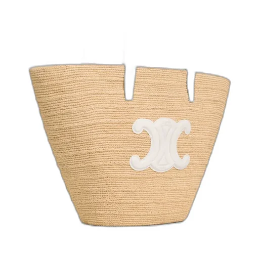 Medium Supple Celine Classic Panier In Raffia And Calfskin