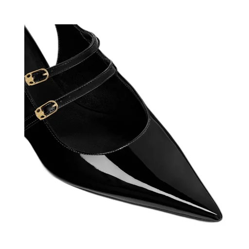 Judy Double Strap Mary Jane Slingback In Patent Calfskin