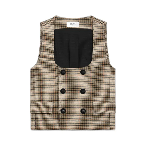 Double-Breasted Vest In Houndstooth Wool