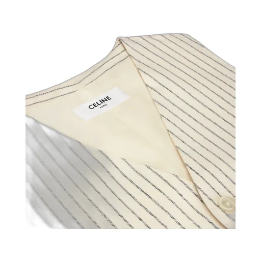 Vest In Striped Wool Gabardine